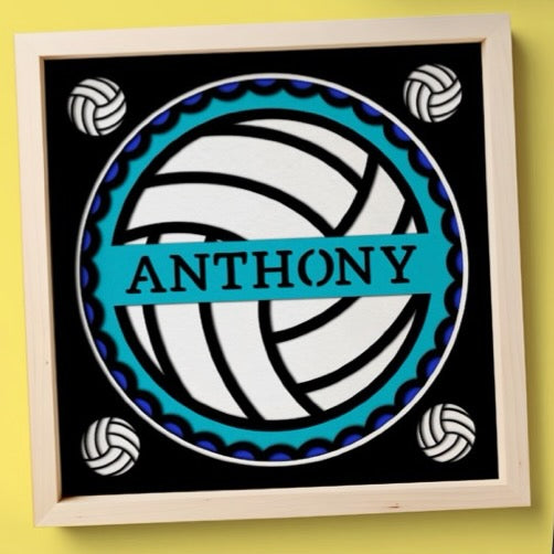 Customized Sports Shadow Box. Your Choice of Sport and Name