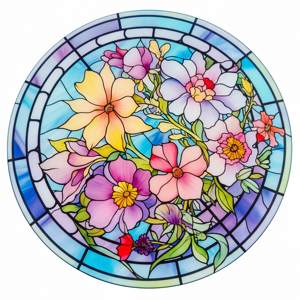 Brightened Floral Stained Glass Cutting Board